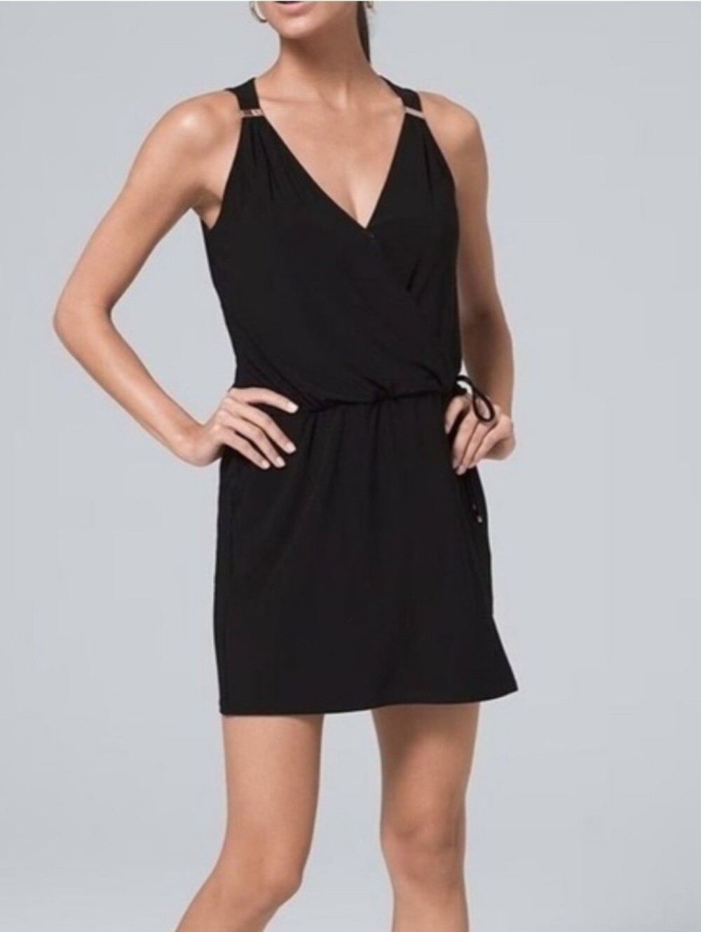 White House Black Market Sleeveless Romper 1 Piece Faux Skirt WHBM Stretch Sz 16
